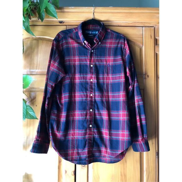Ralph Lauren Classic-Fit Plaid Brushed Flannel Shirt SZ M - Picture 1 of 10